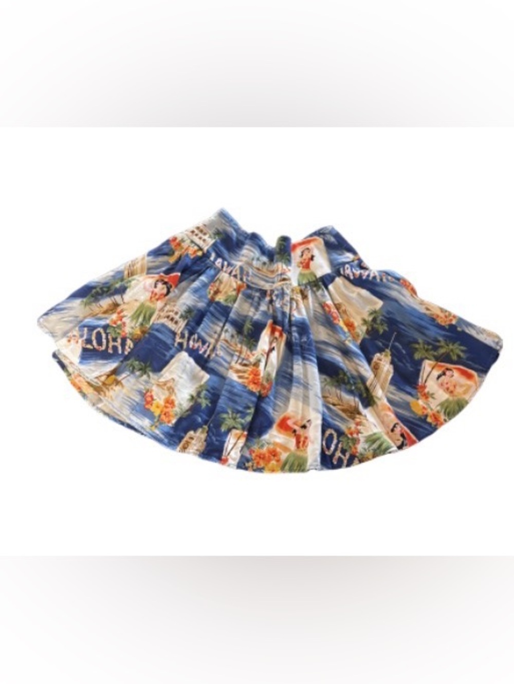 Ralph Lauren Blue Hawaiian Print Circle Skirt